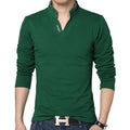 Hot Sale New 2018 Fashion Brand Men polo shirt Solid Color Long-Sleeve Slim Fit Shirt Men Cotton polo Shirts Casual Shirts 5XL-Long Green-S-JadeMoghul Inc.