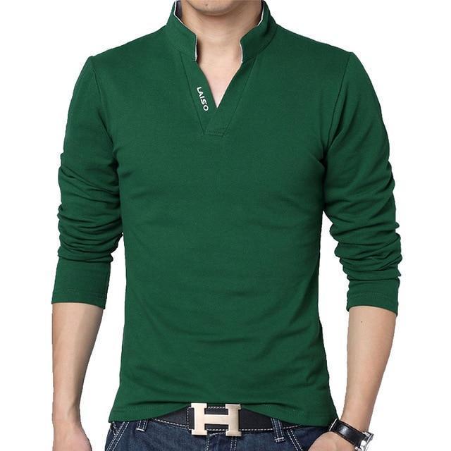 Hot Sale New 2018 Fashion Brand Men polo shirt Solid Color Long-Sleeve Slim Fit Shirt Men Cotton polo Shirts Casual Shirts 5XL-Long Green-S-JadeMoghul Inc.