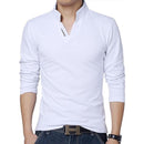 Hot Sale New 2018 Fashion Brand Men polo shirt Solid Color Long-Sleeve Slim Fit Shirt Men Cotton polo Shirts Casual Shirts 5XL-Long White-S-JadeMoghul Inc.