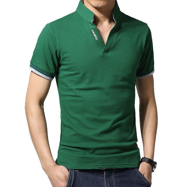 Hot Sale New 2018 Fashion Brand Men polo shirt Solid Color Long-Sleeve Slim Fit Shirt Men Cotton polo Shirts Casual Shirts 5XL-Short Green-S-JadeMoghul Inc.