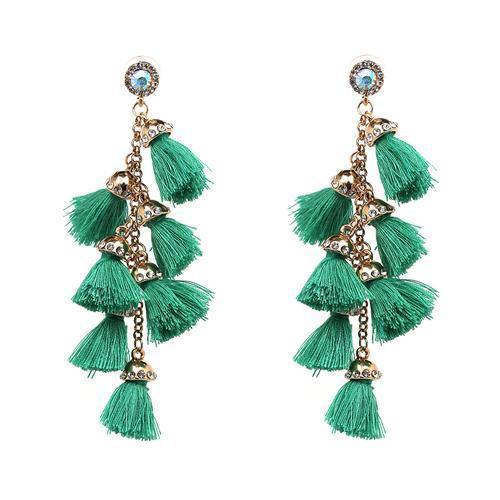 Hot sale New FIRENZE FRINGE DROPS earrings fashion women statement dangle T Earrings for women JEWELRY-green-JadeMoghul Inc.