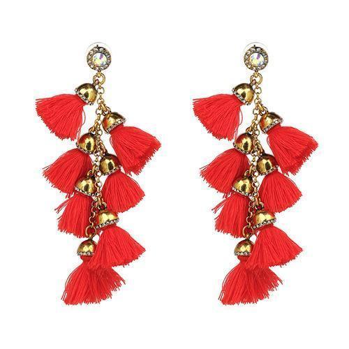 Hot sale New FIRENZE FRINGE DROPS earrings fashion women statement dangle T Earrings for women JEWELRY-red-JadeMoghul Inc.