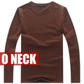 Hot Sale New spring high-elastic cotton t-shirts men's long sleeve v neck tight t shirt free CHINA POST shipping Asia S-XXXXXL-O neck Coffee-S-JadeMoghul Inc.