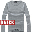 Hot Sale New spring high-elastic cotton t-shirts men's long sleeve v neck tight t shirt free CHINA POST shipping Asia S-XXXXXL-O neck Pale Gray-S-JadeMoghul Inc.