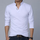 HOT SELL 2017 New Fashion Brand Men Clothes Solid Color Long Sleeve Slim Fit T Shirt Men Cotton T-Shirt Casual T Shirts 4XL 5XL-White-Asian Size M-JadeMoghul Inc.