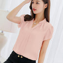 Hot Summer Autumn 2018 Plus Size 3XL White Shirt Female Big Sizes Short Sleeve Shirt Fashion Bodycon Leisure Chiffon Blouse Tops-Pink-L-JadeMoghul Inc.