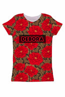 Hot Tango Customized NAME Zoe T-Shirt - Women-Hot Tango-XS-Red/Black/Lace-JadeMoghul Inc.