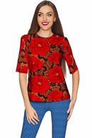 Hot Tango Sophia Elbow Sleeve Dressy Top - Mommy & Me-Hot Tango-18M/2-Red/Black/Lace-JadeMoghul Inc.