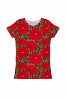 Hot Tango Zoe Red Floral Print Cute Designer T-Shirt - Girls-Hot Tango-18M/2-Red/Black/Lace-JadeMoghul Inc.