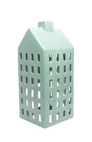 House Shaped decorative Ceramic Candle Lantern, Blue-Lanterns-Blue-Ceramic-JadeMoghul Inc.
