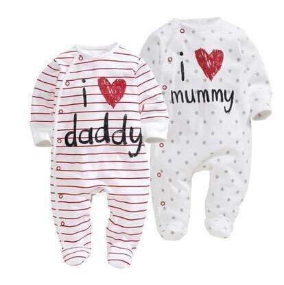 "I Heart Mommy/Daddy" Baby Romper-as picture-12M-JadeMoghul Inc.