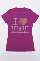 I ❤ MIAMI Tee - Women-Women Short Sleeve Rhinestone Tees-S-Lush-JadeMoghul Inc.