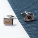 Cufflinks For Men Iconic Hobbies Engraved Rectangle Walnut Cufflinks