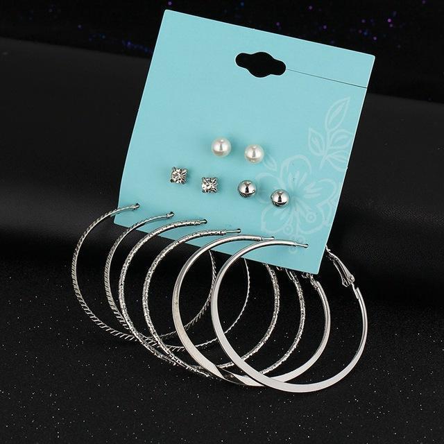 IF YOU 6 Pairs/Set Fashion Gold Color Silver Color Punk Crystal Stud Earrings Set For Women 2017 NEW Brinco Costume Jewelry-EJLA13625-JadeMoghul Inc.