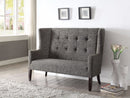 Imperial Settee, Gray Fabric & Espresso Brown-Loveseats-Gray & Brown-Polyester Fabric Foam Rbw-JadeMoghul Inc.