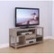 Imposing Spacious TV Stand With Drawer, Brown-Entertainment Centers and Tv Stands-Brown-METAL WOOD-JadeMoghul Inc.