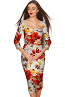 In The Wheat Field Lili Grey Floral Pencil Dress - Women