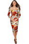 In The Wheat Field Lili Grey Floral Pencil Dress - Women-In The Wheat Field-XS-Grey/Red/White-JadeMoghul Inc.