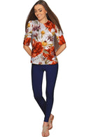 In the Wheat Field Sophia Floral Elegant Dressy Top - Women-In The Wheat Field-XS-Grey/Red/White-JadeMoghul Inc.