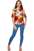 In the Wheat Field Sophia Floral Elegant Dressy Top - Women-In The Wheat Field-XS-Grey/Red/White-JadeMoghul Inc.