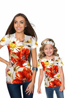 In The Wheat Field Zoe Designer Floral T-Shirt - Mommy & Me-In The Wheat Field-18M/2-Grey/Red/White-JadeMoghul Inc.