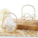 Indian Jewel Gold Wire Favor Basket with Jewel Details (Set of 6)-Favor Boxes Bags & Containers-JadeMoghul Inc.
