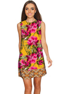 Indian Summer Adele Shift Party Mother Daughter Dress-Indian Summer-18M/2-Yellow/Pink-JadeMoghul Inc.