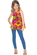 Indian Summer Emily Sleeveless Party Top - Mommy & Me-Indian Summer-18M/2-Yellow/Pink-JadeMoghul Inc.