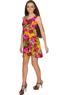 Indian Summer Sanibel Pink & Yellow Floral Print Dress - Women-Indian Summer-XS-Yellow/Pink-JadeMoghul Inc.