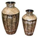 Indoor Pots and Planters Old-Style 2 Piece Metal Planter, Brown Benzara