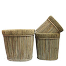 Indoor Pots and Planters Oval Willow Planter, Beige ,Set Of 3 Benzara