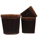 Indoor Pots and Planters Oval Willow Planter, Dark Brown, Set Of 3 Benzara