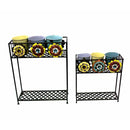 Indoor Pots and Planters Set Of Two Vibrant Metal Planter, Multicolor Benzara