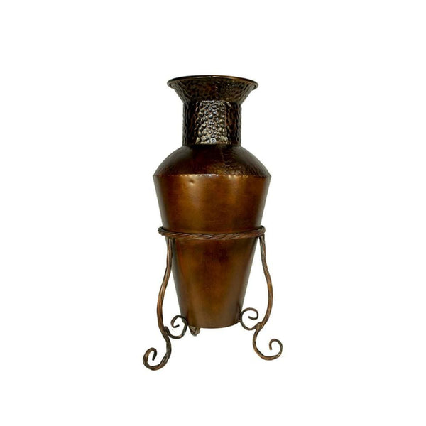 Indoor Pots and Planters Vintage Style Urn Shape Metal Planter, Bronze Benzara