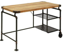 Industrial Metal Writing Desk With Wooden Top, Brown and Black-Desks and Hutches-Brown and Black-Metal Solid Wood Wood Veneer & Others-JadeMoghul Inc.