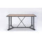 Industrial Style Rectangular Metal Dining Table With Wooden Top, Black and Brown-Dining Furniture-Brown and Black-Metal Wood and Veneer-JadeMoghul Inc.