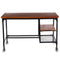 Industrial Style Wooden Desk With Two Bottom Shelves, Brown And Black-Desks and Hutches-Brown and Black-Wood and Metal-JadeMoghul Inc.