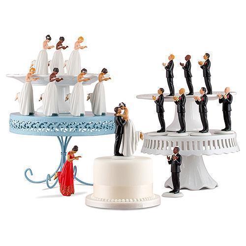 Interchangeable True Romance Bride And Groom Cake Toppers Medium Skin Tone Bald Groom (Pack of 1)-Personalized Gifts By Type-JadeMoghul Inc.