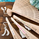 Intricately carved personalized Sandalwood fan favors from fashioncraft-Bridal Shower Decorations-JadeMoghul Inc.