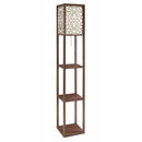 Intriguing Wooden Floor Lamp With Three Shelves, Brown-Floor Lamps-Brown-Wood-JadeMoghul Inc.