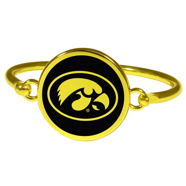 Iowa Hawkeyes Gold Tone Bangle Bracelet-NCAA,Iowa Hawkeyes,Jewelry & Accessories-JadeMoghul Inc.