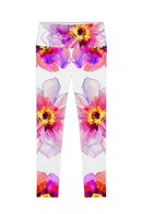 Isle of Love Lucy Floral Print Performance Leggings - Women-Isle of Love-XS-White/Pink-JadeMoghul Inc.