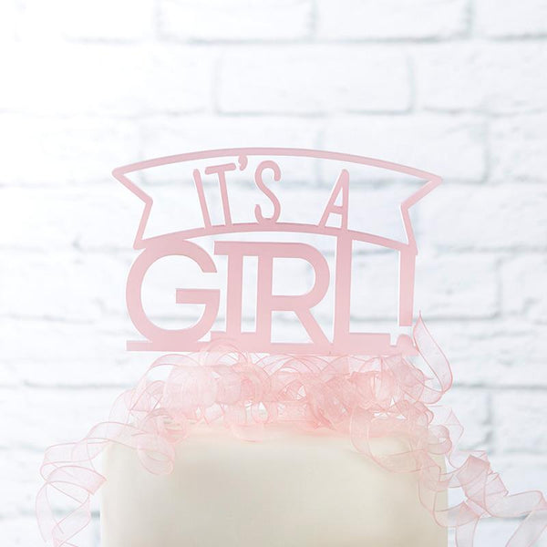 It's a Girl Acrylic Cake Topper-Wedding Cake Toppers-JadeMoghul Inc.