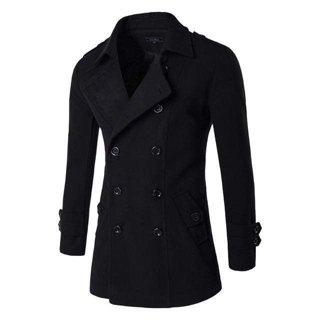 Jackets For Men -  Men's Wool Blend Double Breasted Slim Fit Coat AExp