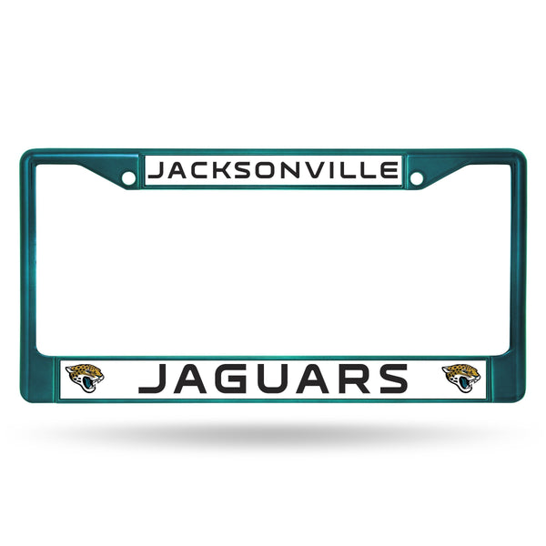 Car License Plate Frame Jaguars Aqua Colored Chrome Frame