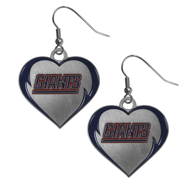 New York Giants Heart Dangle Earrings For Men