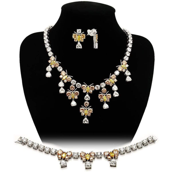 Jewelry Sets Body Jewelry LO1453 Rhodium Brass Jewelry Sets with AAA Grade CZ Alamode Fashion Jewelry Outlet