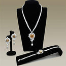 Body Jewelry LO2323 Rhodium Brass Jewelry Sets with AAA Grade CZ