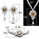 Body Jewelry LO2323 Rhodium Brass Jewelry Sets with AAA Grade CZ