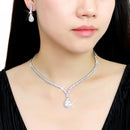 Costume Jewelry 3W1430 Rhodium Brass Jewelry Sets with AAA Grade CZ